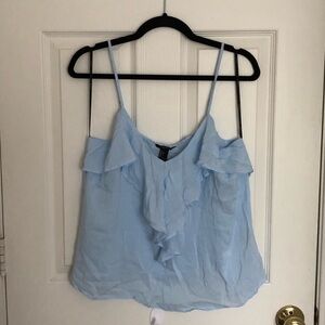 Light Blue Ruffle Spaghetti Strap Women's Top